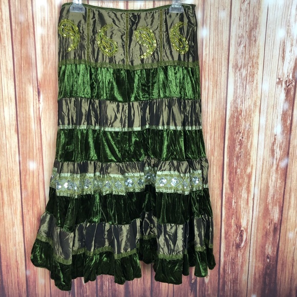 Pretty Angel Dresses & Skirts - Velvet Satin Silk Boho Gypsy Maxi Skirt (M)